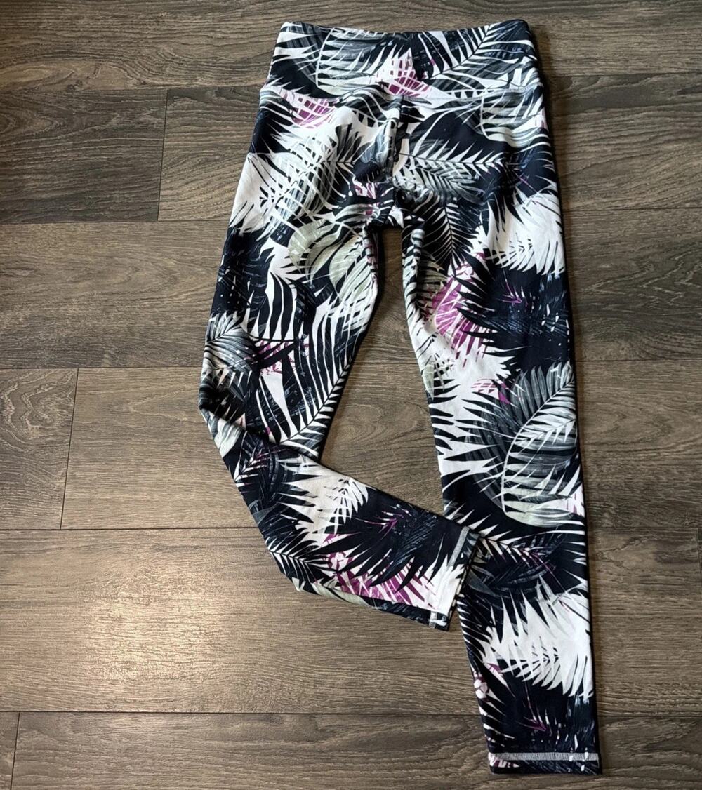 Balance Collection Sz L Tropical Palm Leaf Leggings High Rise Yoga Athleisure